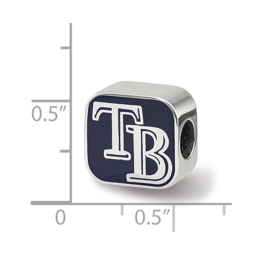 Sterling Silver Rhodium-plated MLB Tampa Bay Rays Letters T-B Enameled Bead