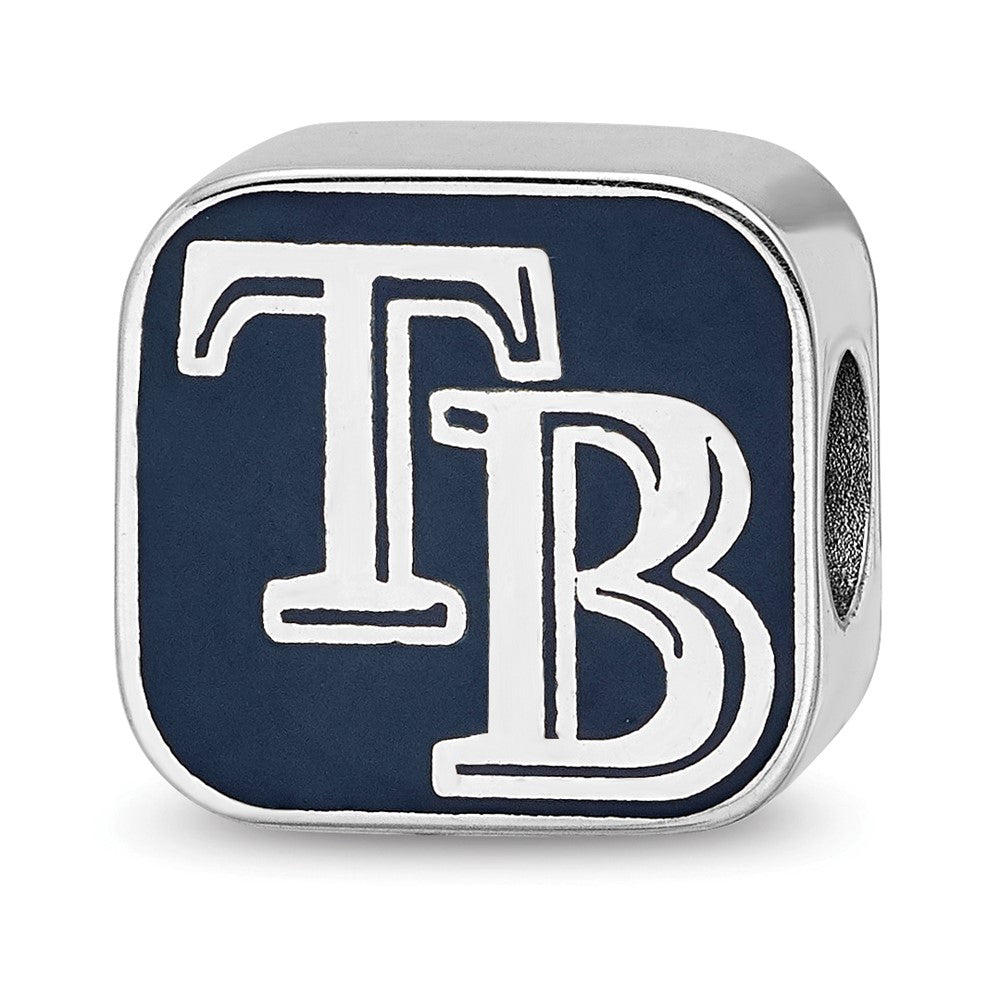 Sterling Silver Rhodium-plated MLB Tampa Bay Rays Letters T-B Enameled Bead