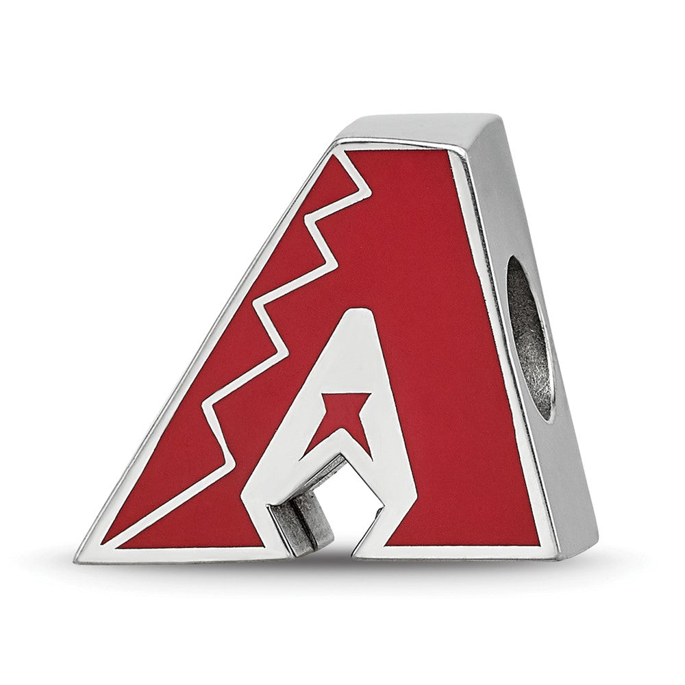 Sterling Silver Rhodium-plated MLB Arizona Diamondbacks Enameled Bead