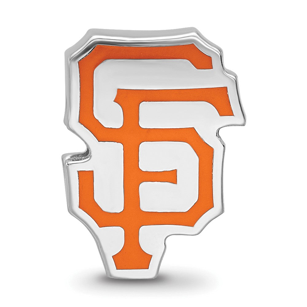 Sterling Silver Rhodium-plated MLB San Francisco Giants Letters S-F Enameled Bead