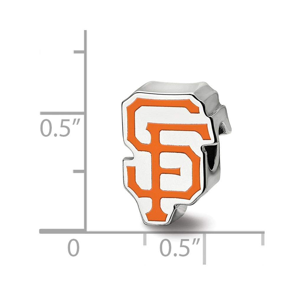 Sterling Silver Rhodium-plated MLB San Francisco Giants Letters S-F Enameled Bead