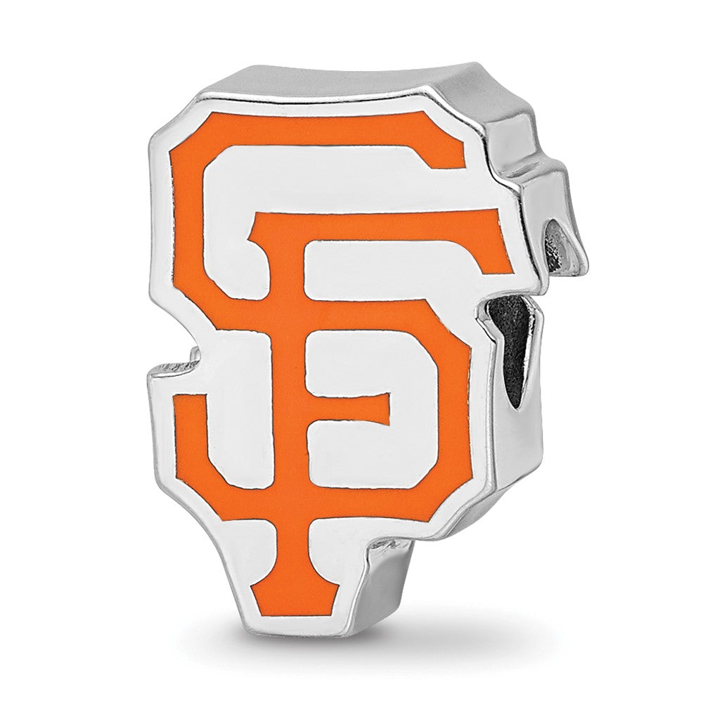 Sterling Silver Rhodium-plated MLB San Francisco Giants Letters S-F Enameled Bead