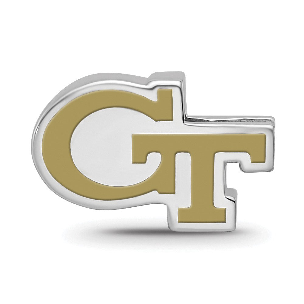 Sterling Silver Rhodium-plated Georgia Institute of Technology G-T Enameled Bead
