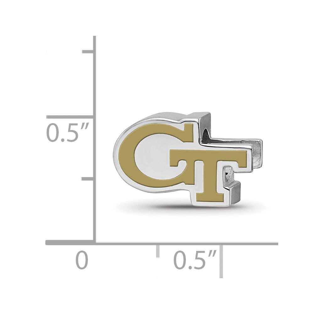 Sterling Silver Rhodium-plated Georgia Institute of Technology G-T Enameled Bead