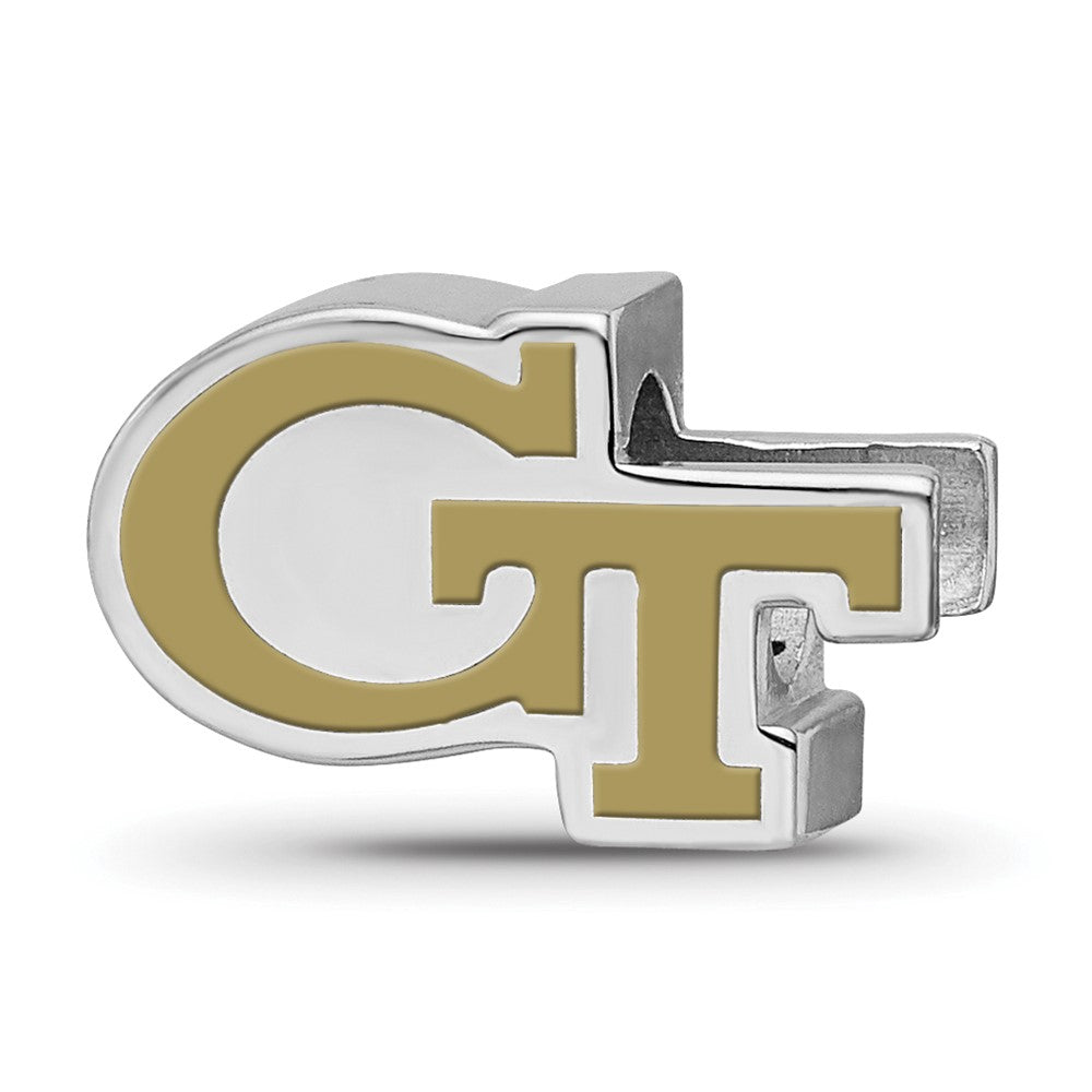 Sterling Silver Rhodium-plated Georgia Institute of Technology G-T Enameled Bead