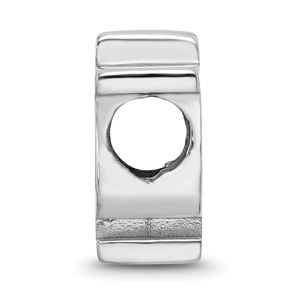 Sterling Silver Rhodium-plated Indiana University Block I-U Enameled Logo Bead