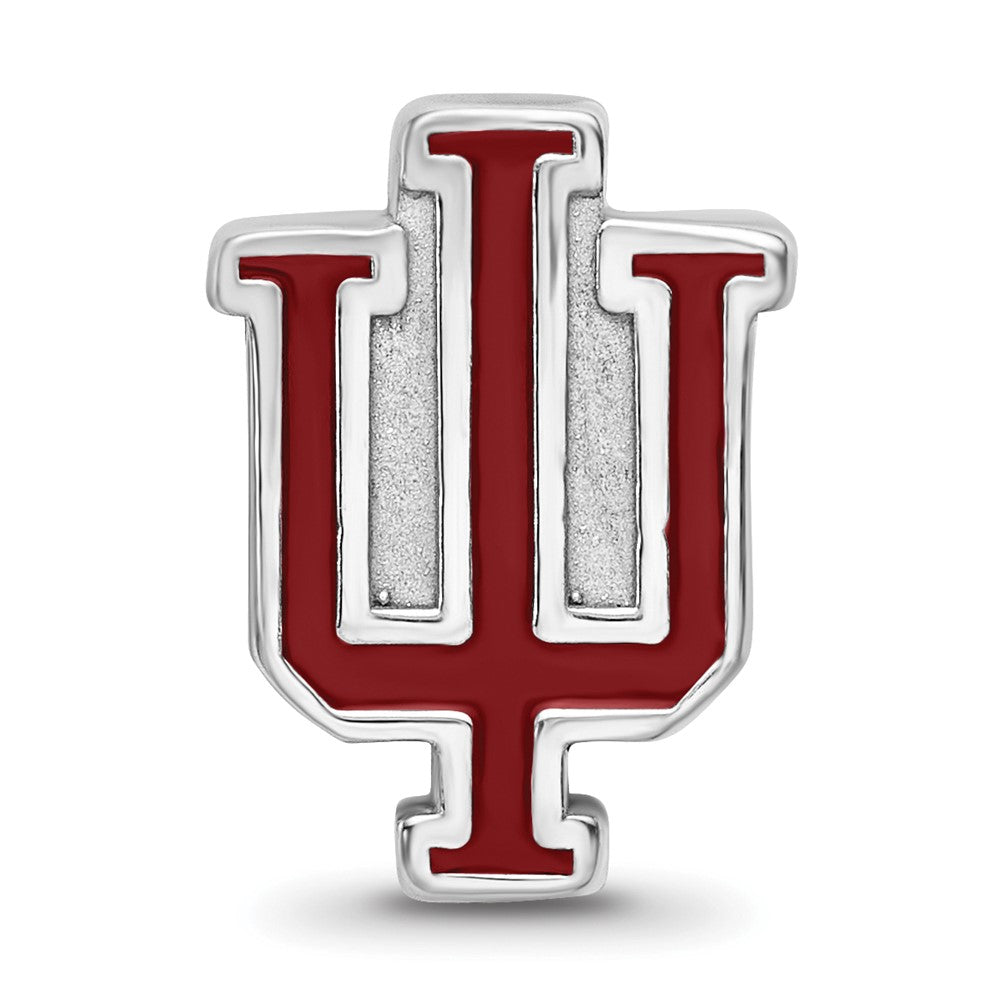 Sterling Silver Rhodium-plated Indiana University Block I-U Enameled Logo Bead