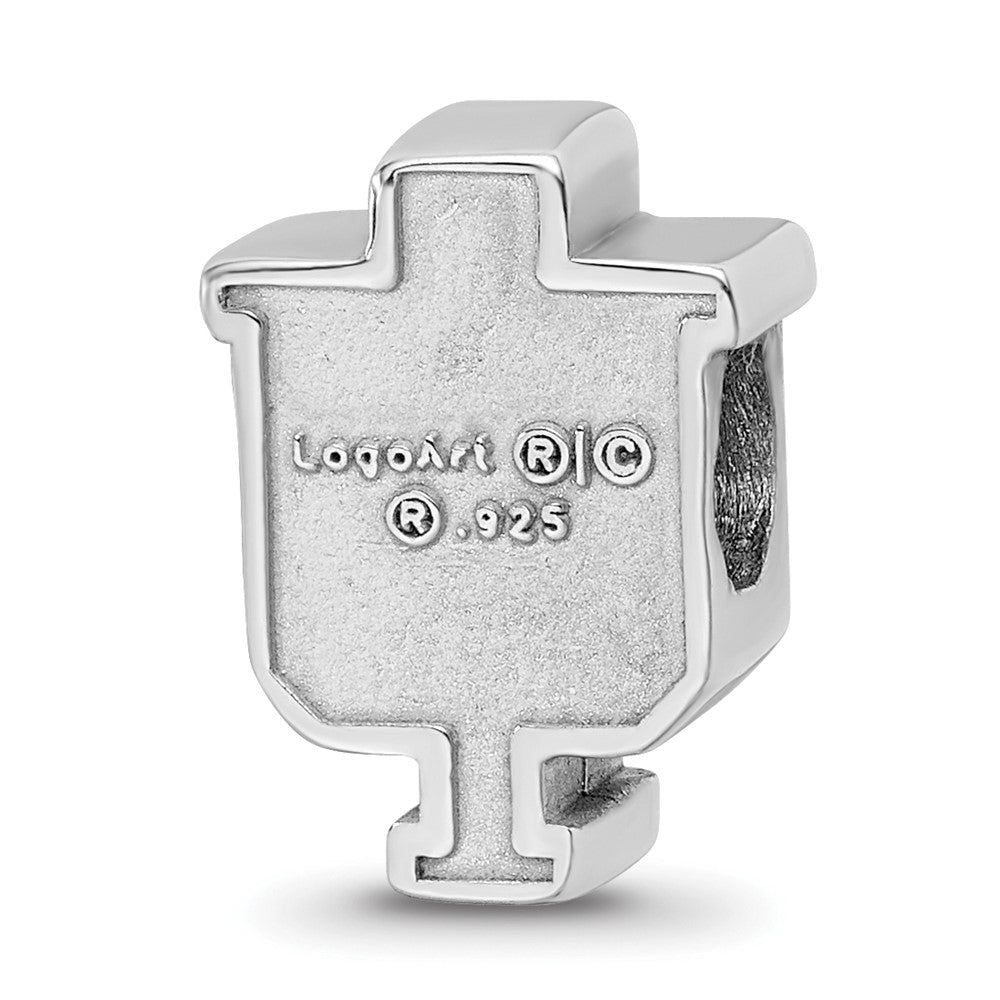 Sterling Silver Rhodium-plated Indiana University Block I-U Enameled Logo Bead