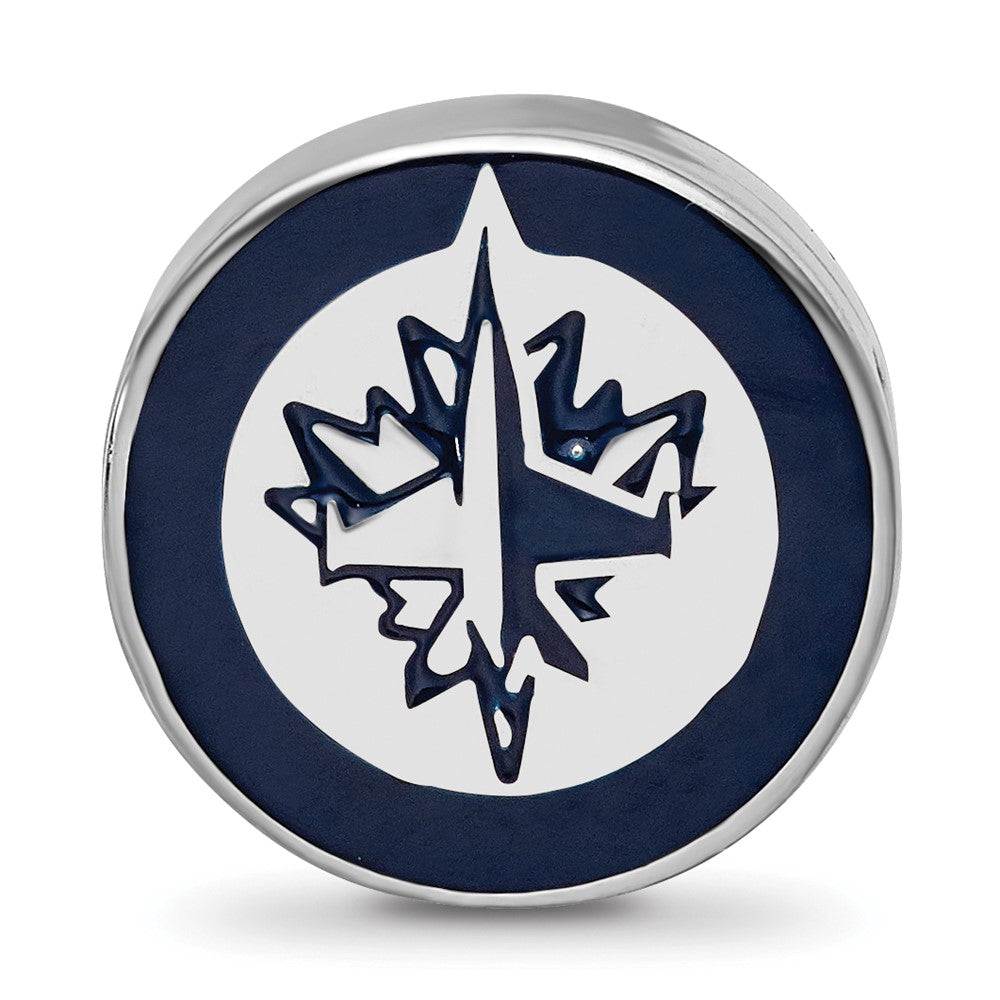 Sterling Silver Rhodium-plated NHL Winnipeg Jets Enameled Bead