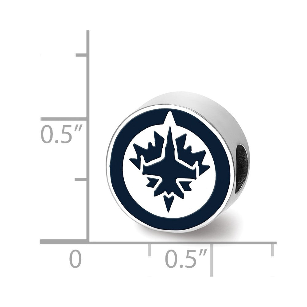Sterling Silver Rhodium-plated NHL Winnipeg Jets Enameled Bead