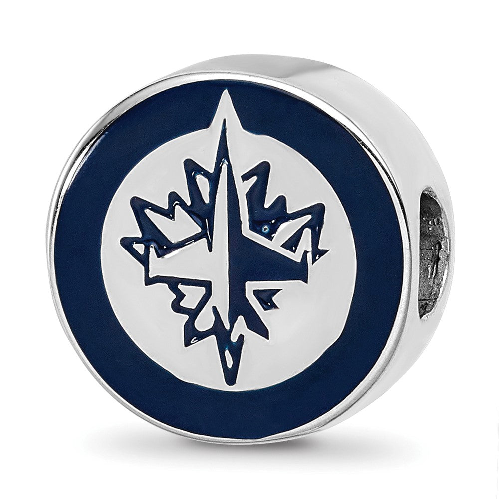 Sterling Silver Rhodium-plated NHL Winnipeg Jets Enameled Bead