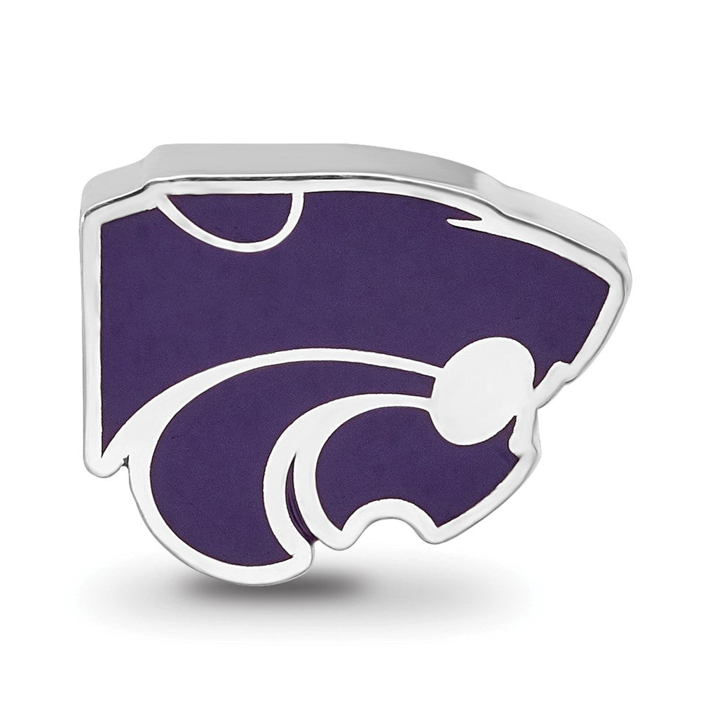 Sterling Silver Rhodium-plated Kansas State University Wildcat Enameled Logo Bead