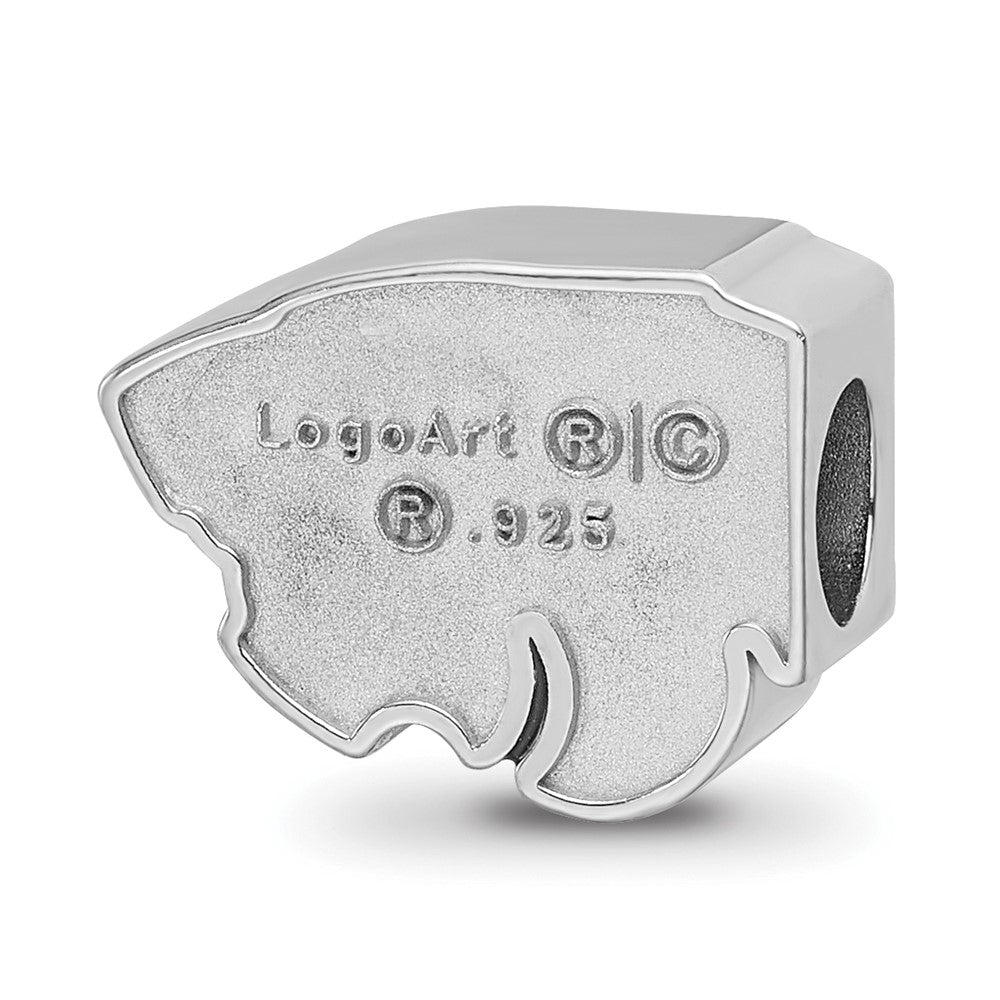 Sterling Silver Rhodium-plated Kansas State University Wildcat Enameled Logo Bead