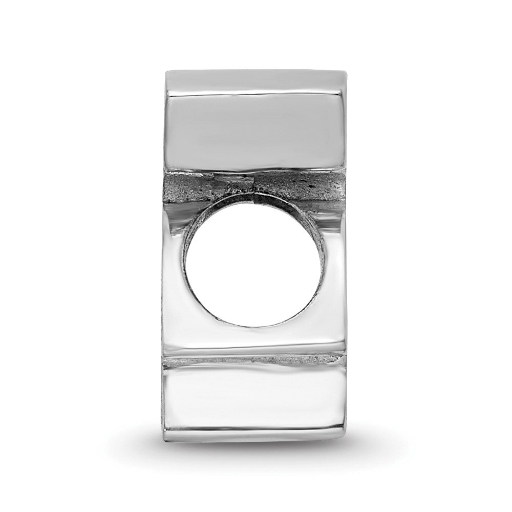Sterling Silver Rhodium-plated Michigan State University Spartan Enameled Logo Bead