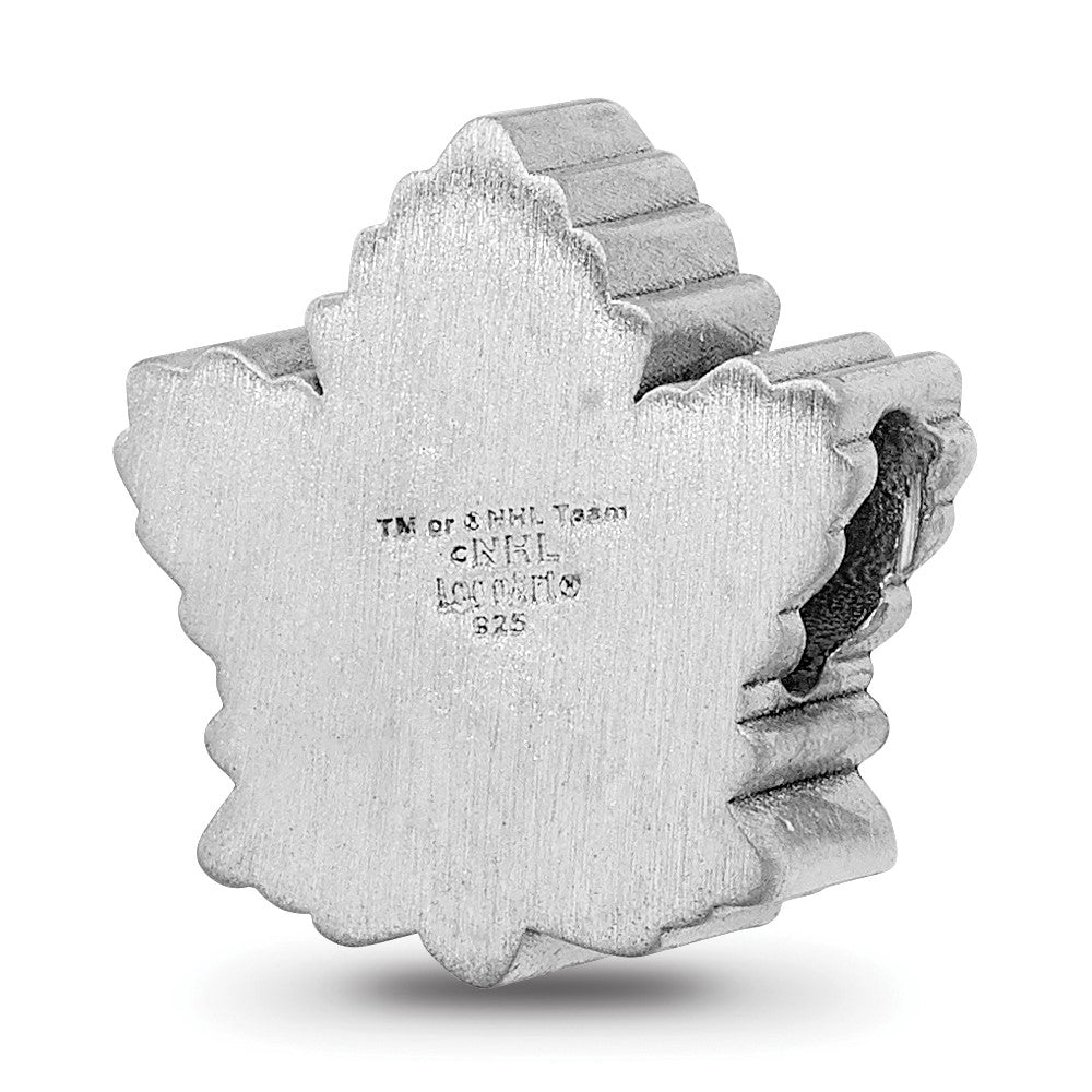 Sterling Silver Rhodium-plated NHL Toronto Maple Leafs Enameled Bead