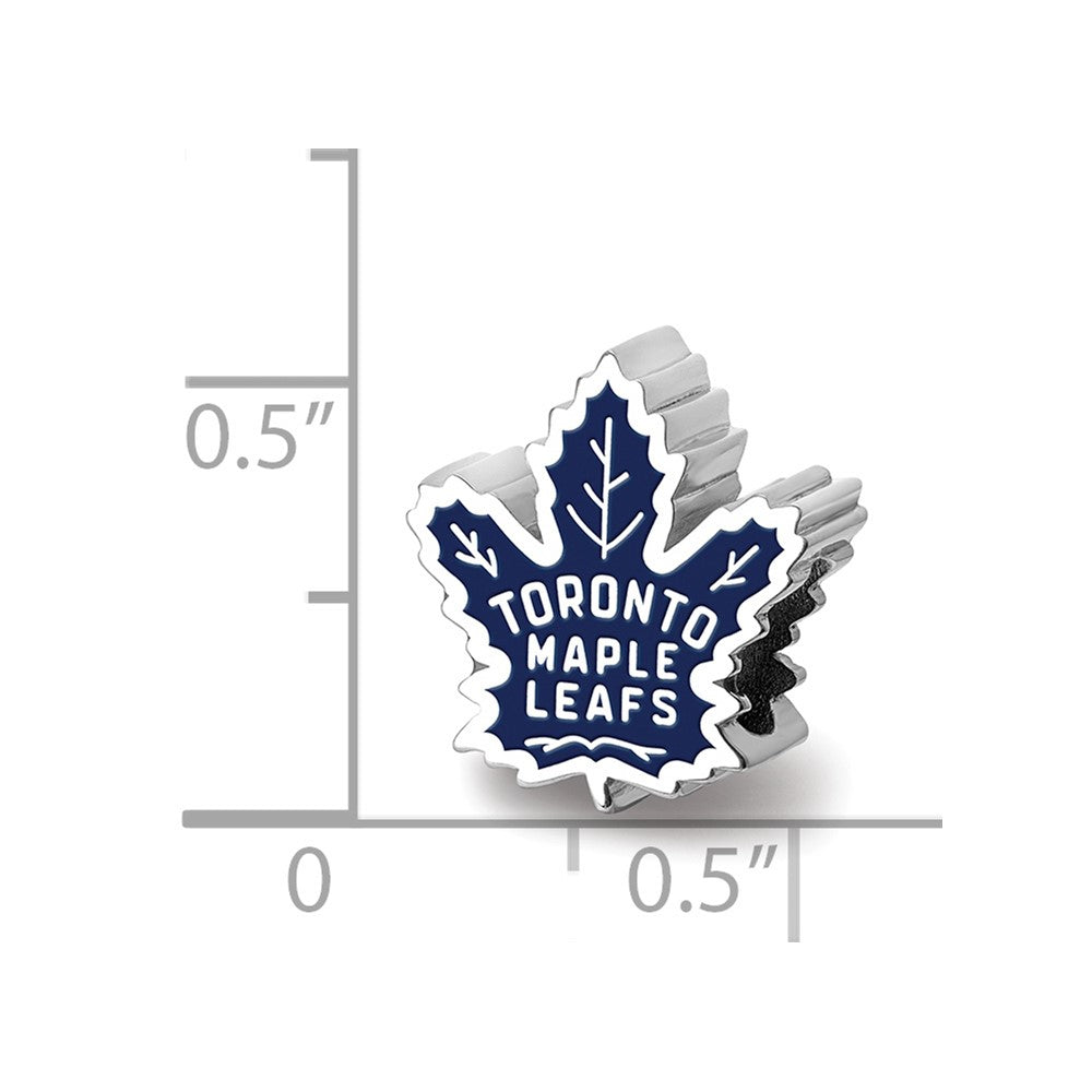 Sterling Silver Rhodium-plated NHL Toronto Maple Leafs Enameled Bead