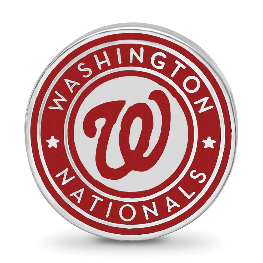Sterling Silver Rhodium-plated MLB Washington Nationals Enameled Bead
