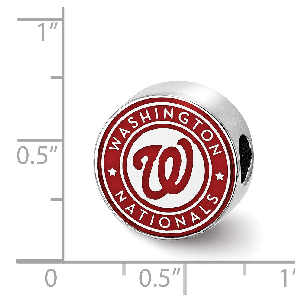 Sterling Silver Rhodium-plated MLB Washington Nationals Enameled Bead