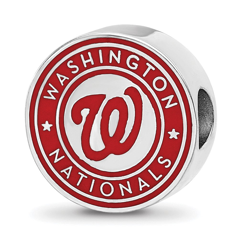 Sterling Silver Rhodium-plated MLB Washington Nationals Enameled Bead