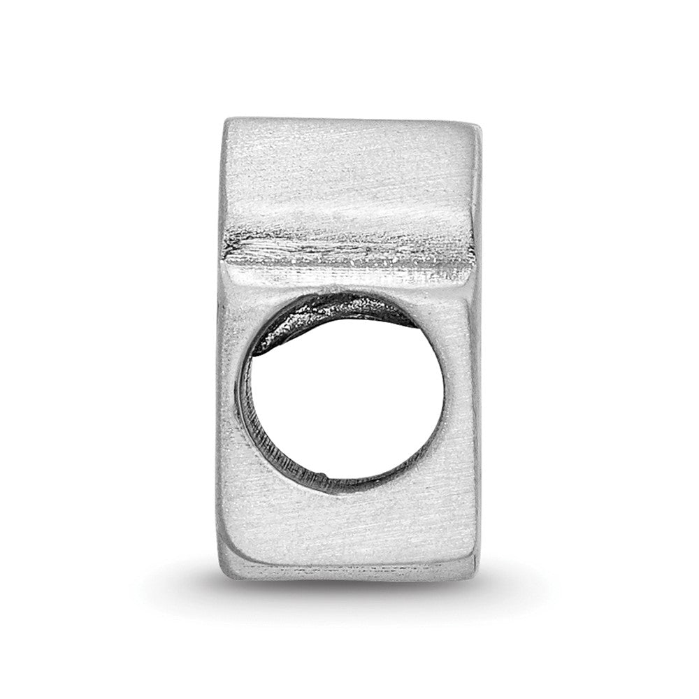 Sterling Silver Rhodium-plated The Ohio State University Enameled Extruded Logo Bead