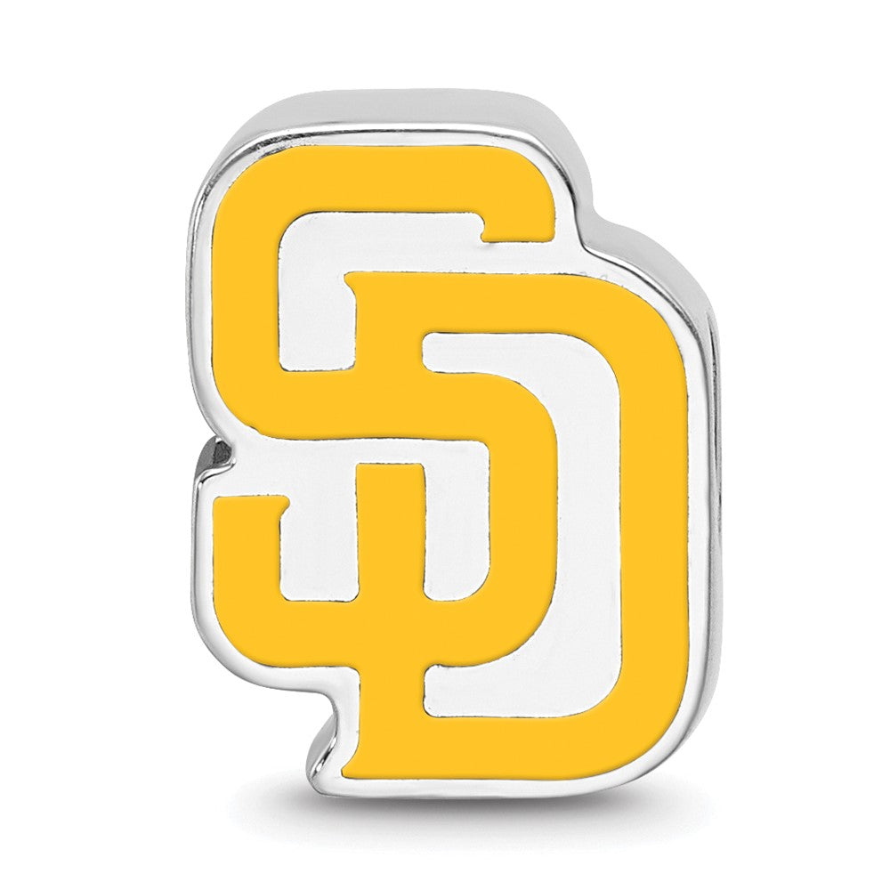 Sterling Silver Rhodium-plated MLB San Diego Padres Letters S-D Enameled Bead