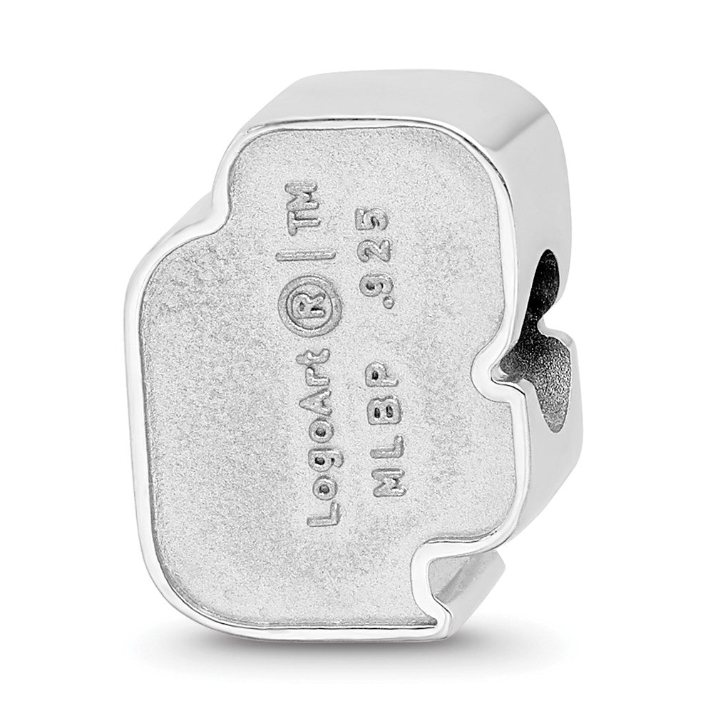 Sterling Silver Rhodium-plated MLB San Diego Padres Letters S-D Enameled Bead