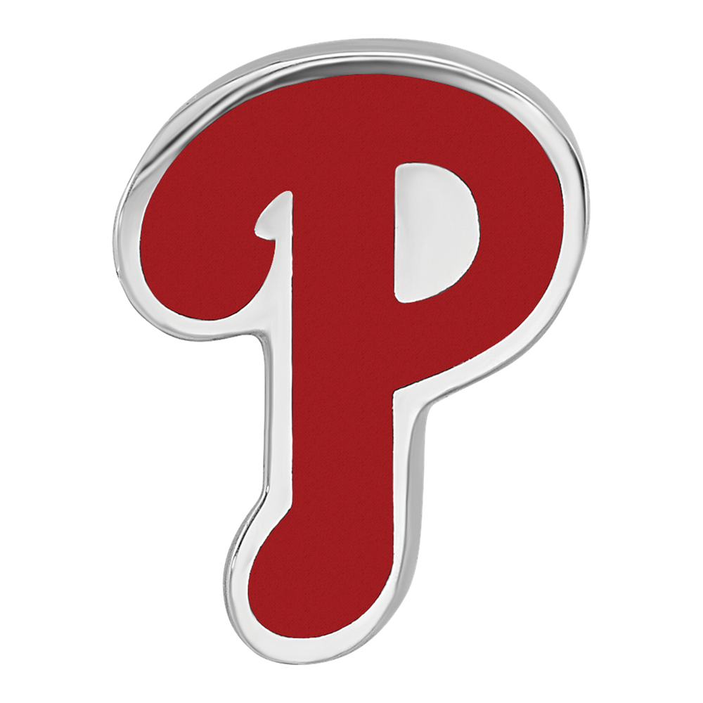 Sterling Silver Rhodium-plated MLB LogoArt Philadelphia Phillies Letter P Enameled Bead