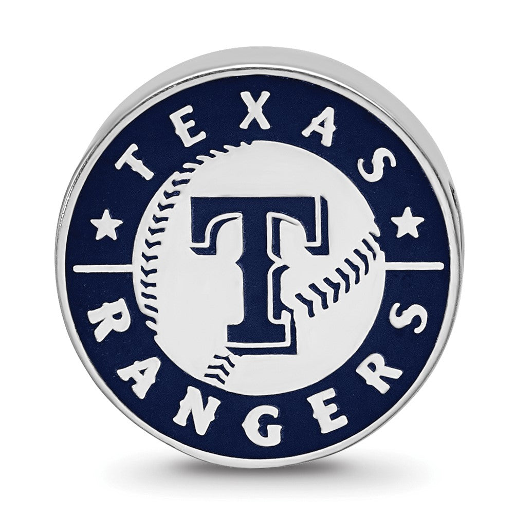 Sterling Silver Rhodium-plated MLB Texas Rangers Enameled Bead