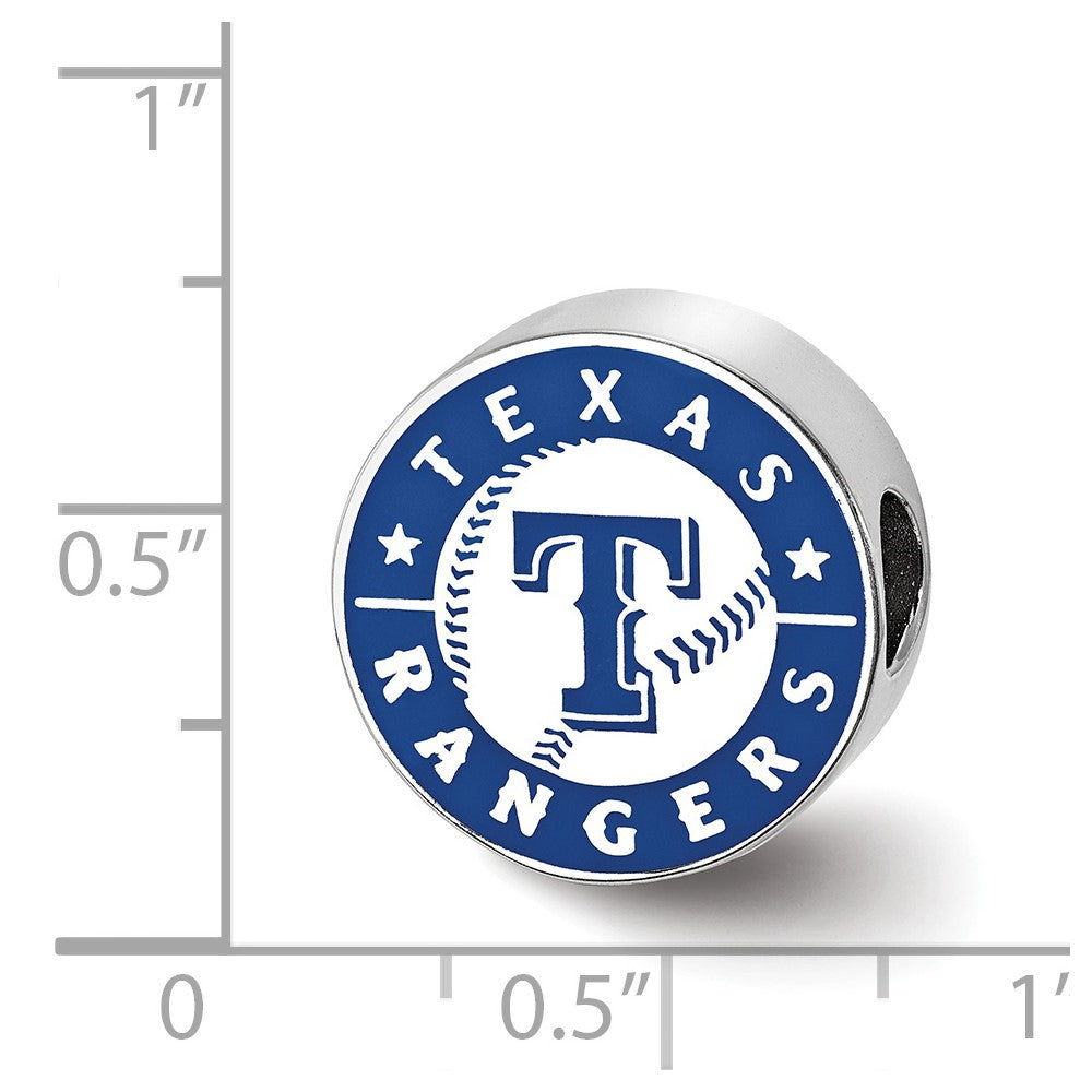 Sterling Silver Rhodium-plated MLB Texas Rangers Enameled Bead