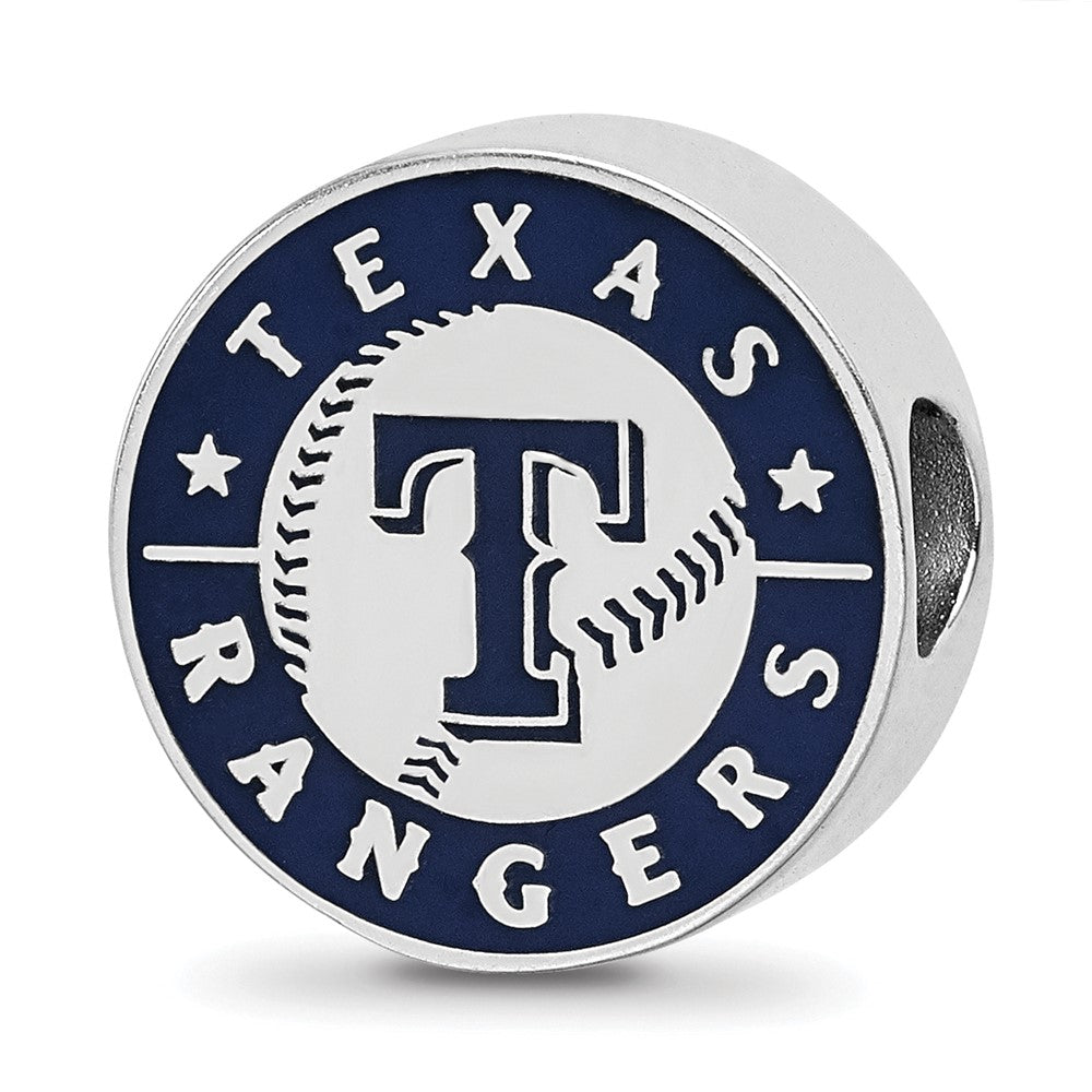 Sterling Silver Rhodium-plated MLB Texas Rangers Enameled Bead