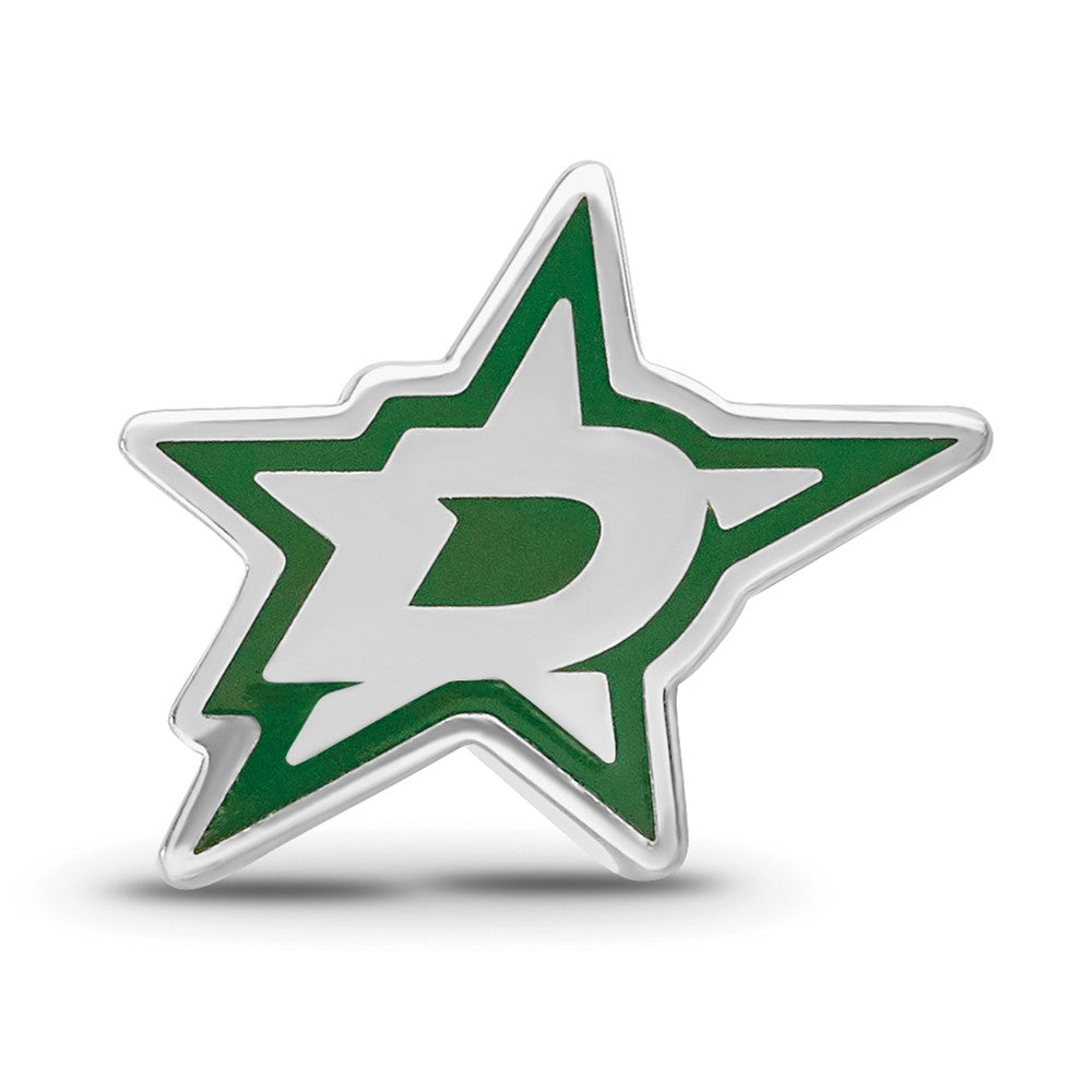 Sterling Silver Rhodium-plated NHL Dallas Stars Enameled Bead
