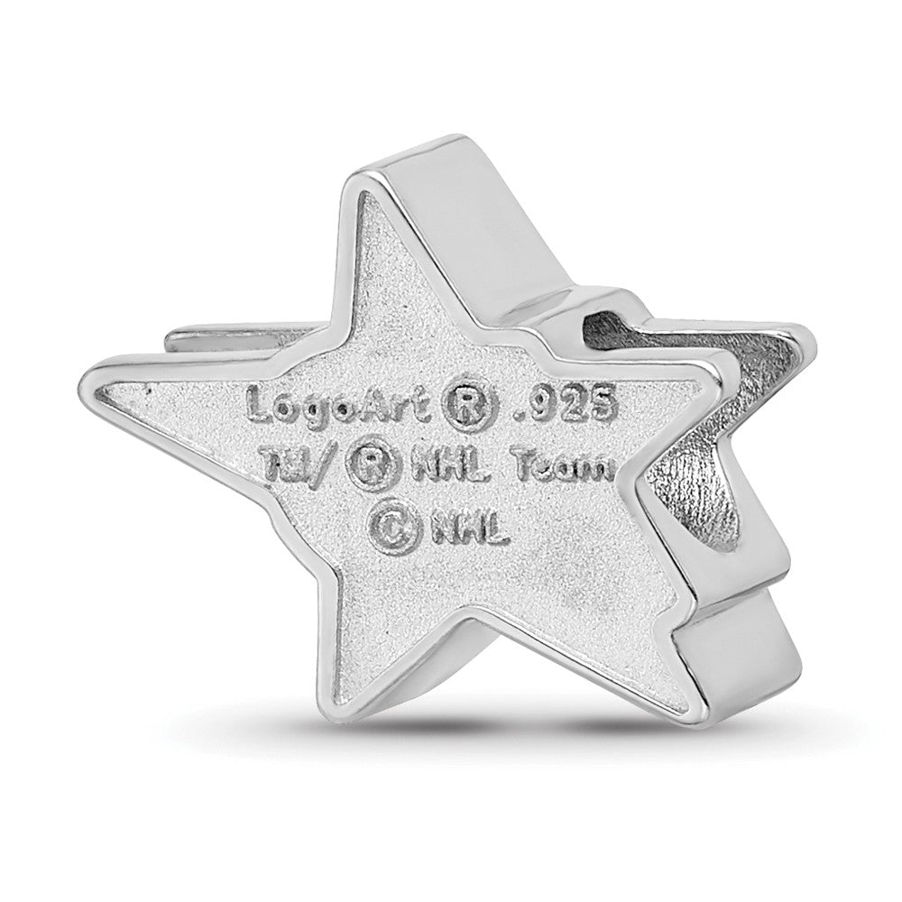 Sterling Silver Rhodium-plated NHL Dallas Stars Enameled Bead