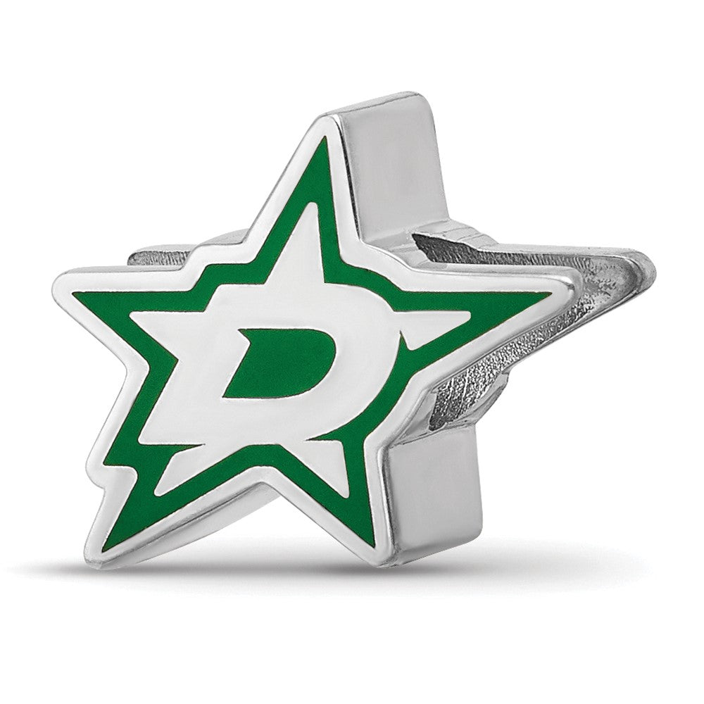 Sterling Silver Rhodium-plated NHL Dallas Stars Enameled Bead