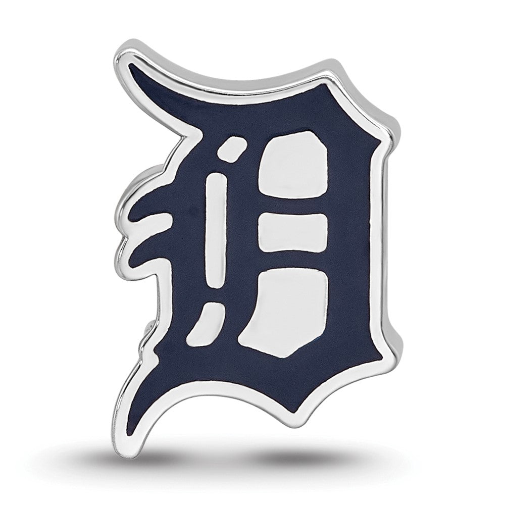 Sterling Silver Rhodium-plated MLB Detroit Tigers Letter D Enameled Bead