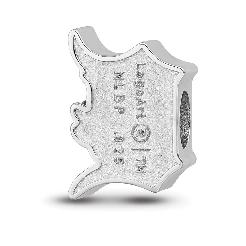 Sterling Silver Rhodium-plated MLB Detroit Tigers Letter D Enameled Bead