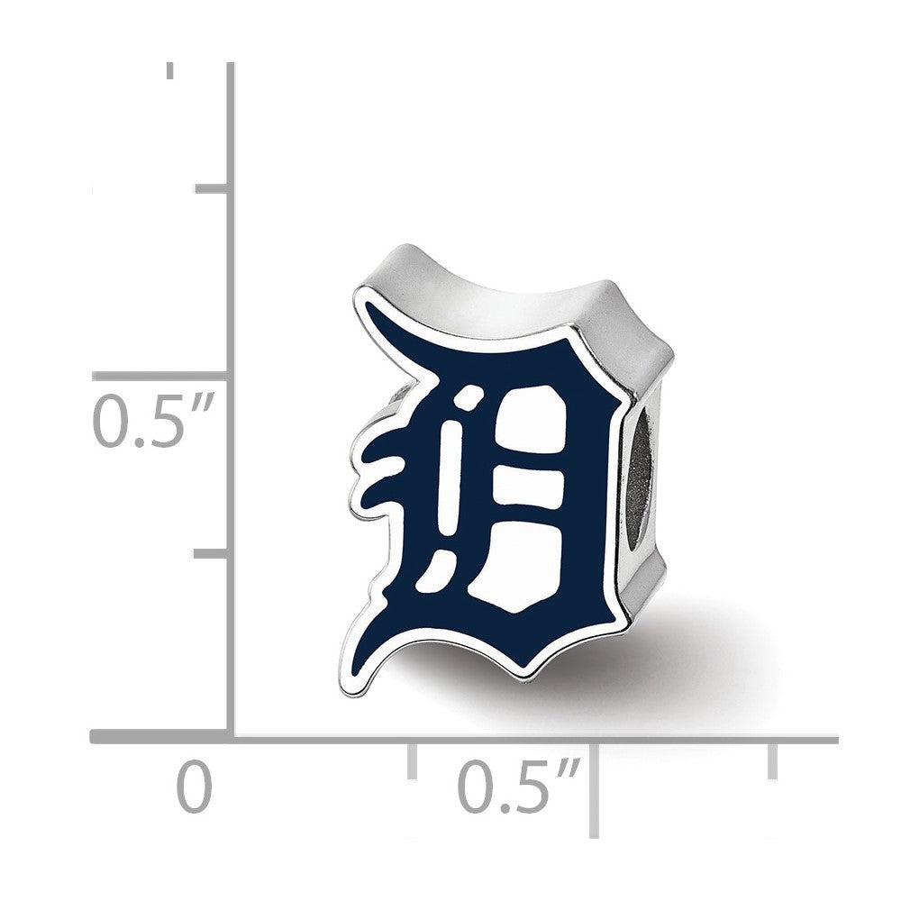 Sterling Silver Rhodium-plated MLB Detroit Tigers Letter D Enameled Bead