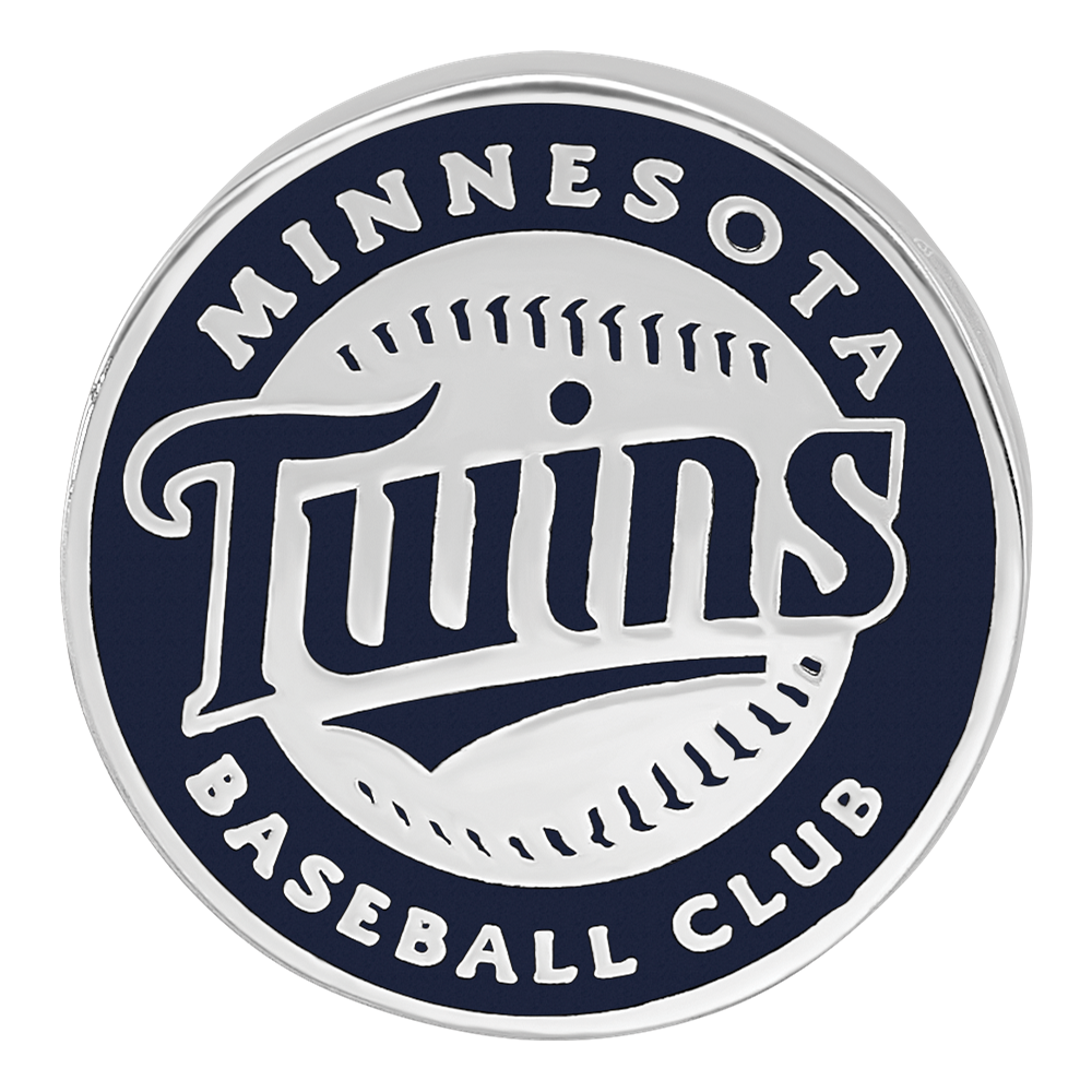 Sterling Silver Rhodium-plated MLB LogoArt Minnesota Twins Baseball Club Enameled Bead