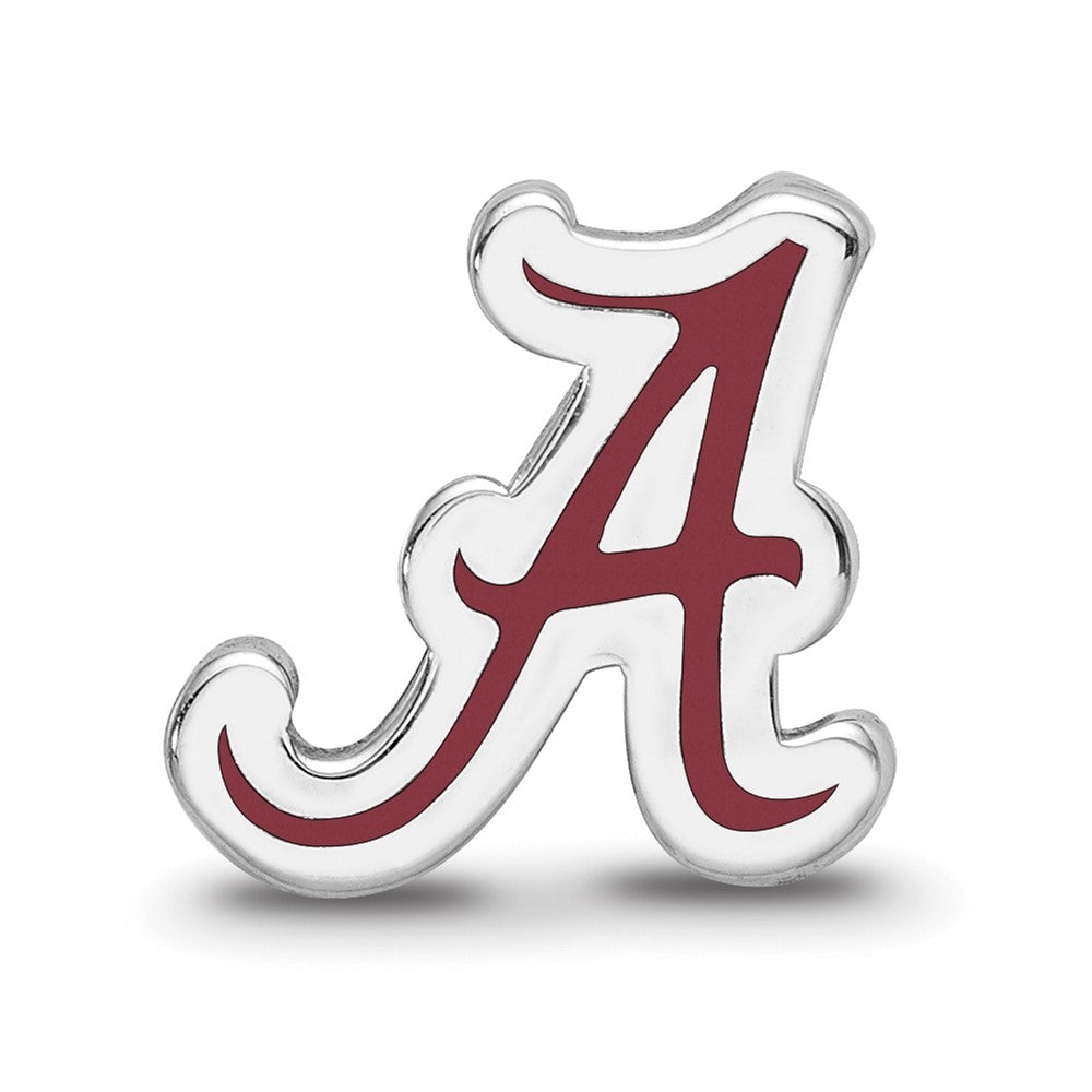 Sterling Silver Rhodium-plated University of Alabama Letter A Enameled Bead