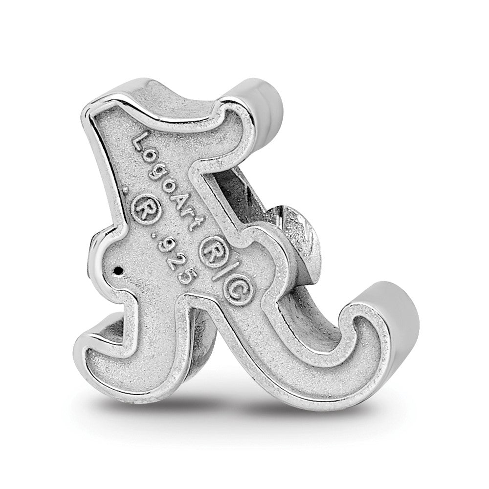 Sterling Silver Rhodium-plated University of Alabama Letter A Enameled Bead