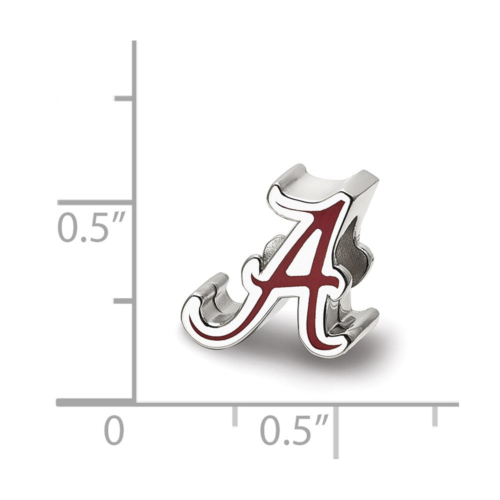 Sterling Silver Rhodium-plated University of Alabama Letter A Enameled Bead