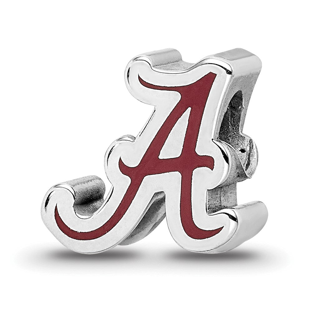Sterling Silver Rhodium-plated University of Alabama Letter A Enameled Bead