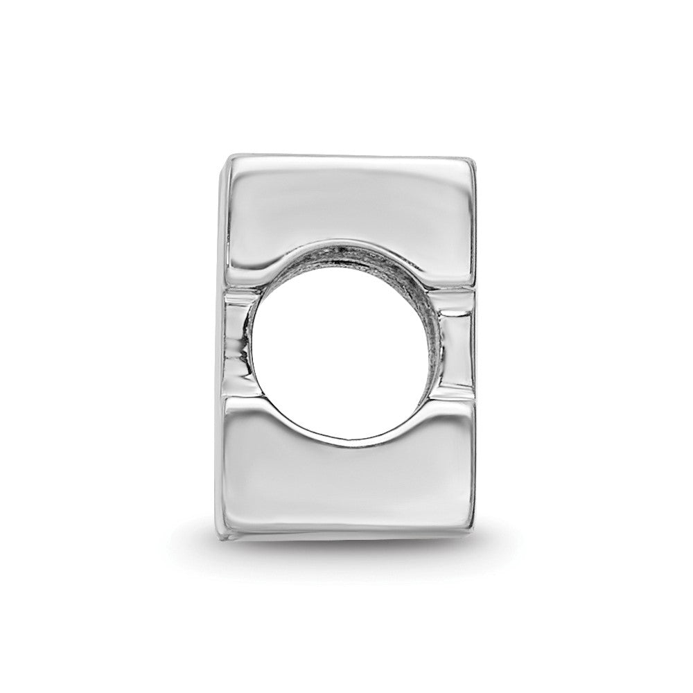 Sterling Silver Rhodium-plated University of Michigan Letter M Blue Enameled 1-sided Bead