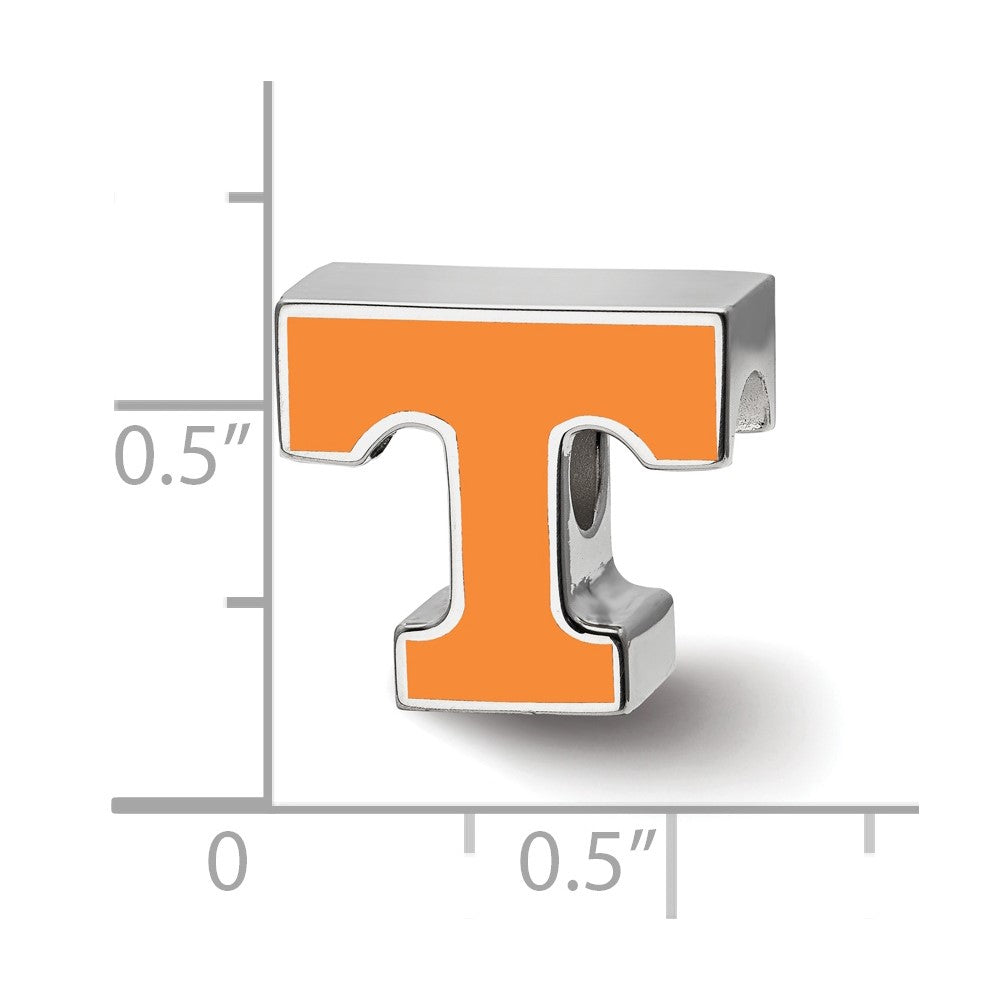 Sterling Silver Rhodium-plated University of Tennessee Letter T Enameled Bead