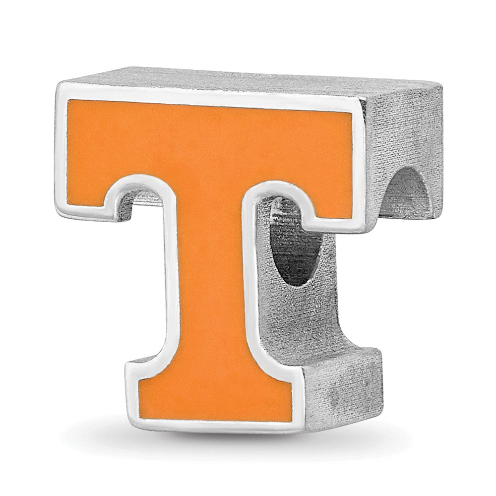 Sterling Silver Rhodium-plated University of Tennessee Letter T Enameled Bead