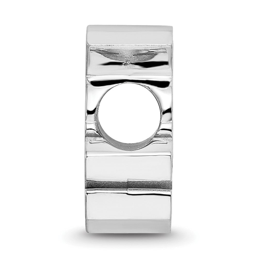 Sterling Silver Rhodium-plated MLB Chicago White Sox Enameled Bead