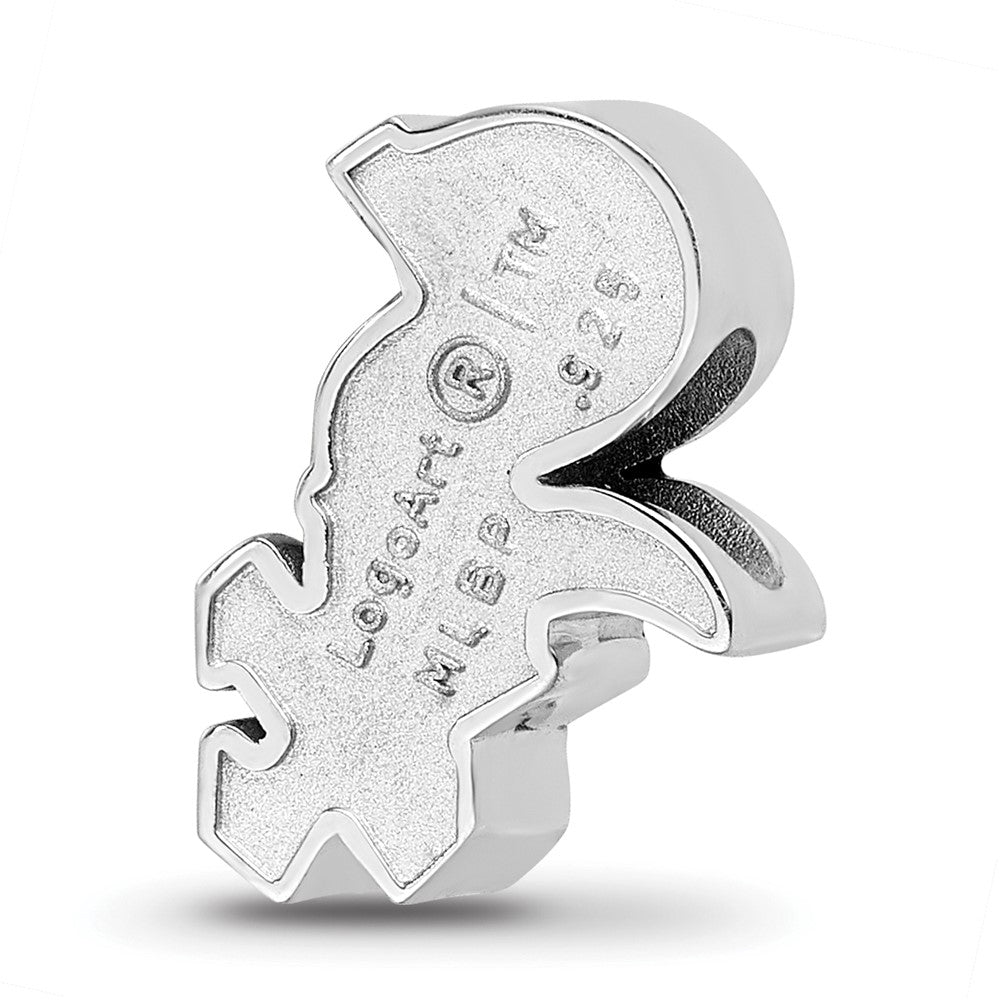 Sterling Silver Rhodium-plated MLB Chicago White Sox Enameled Bead