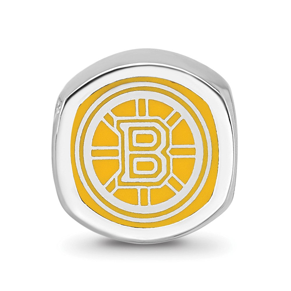 Sterling Silver NHL Boston Bruins Double Logo Enameled Bead