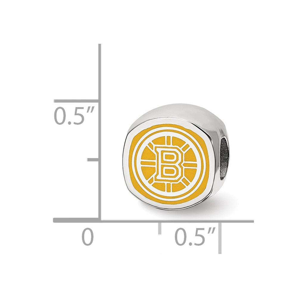 Sterling Silver NHL Boston Bruins Double Logo Enameled Bead