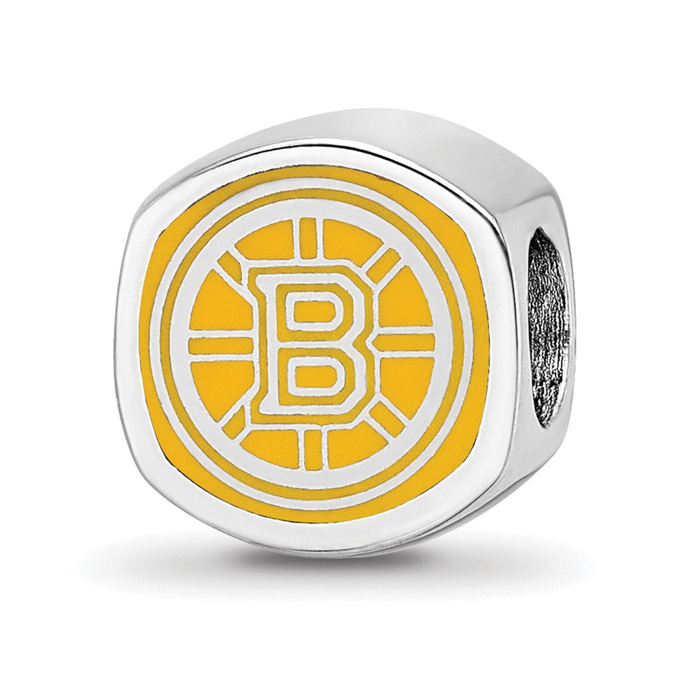 Sterling Silver NHL Boston Bruins Double Logo Enameled Bead