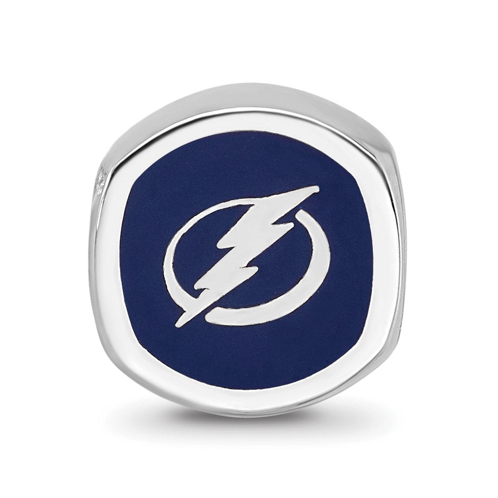 Sterling Silver NHL Tampa Bay Lightning Cushion Shaped Enameled Logo Bead